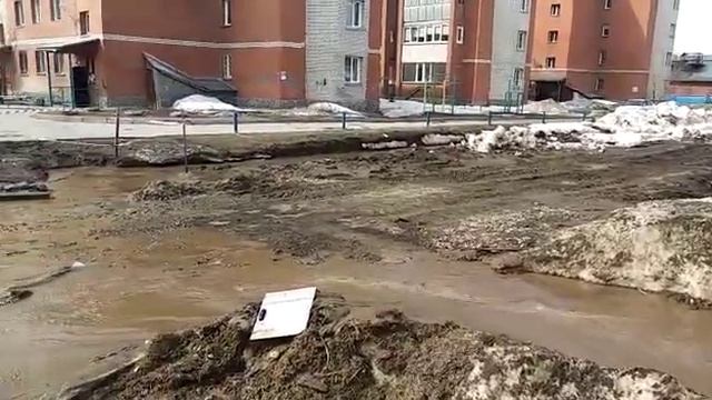 Потоки воды с Южного микрорайона заливают ул. Лунную в Бердске