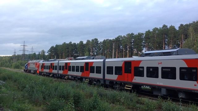 ЭС2Г-003 "Ласточка", ТЭП70БС-239, ТГМ4-2546, перегон Садовая - Новая