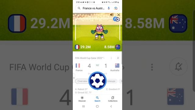 Playing World Cup Mini Game by Google App Fo Free!