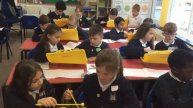Year 4 playing the glockenspiels and performing Mama Mia