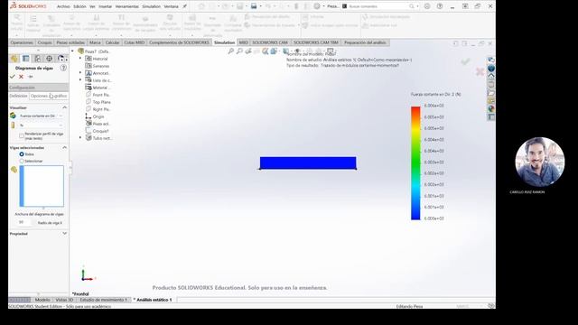 Diagramas cortante y flexionante en vigas  SolidWorks