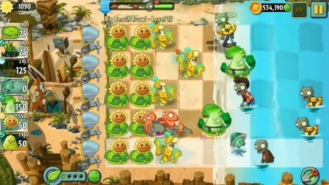 Зомби Vs plants 2🦈 | Big Beach Brawl Finally level😎
