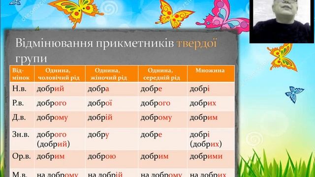 Зіставлення закінчень прикметників з основою на твердий і м'який приголосний