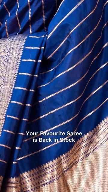 Exclusive Navy Blue Banarasi Silk Saree from Chinaya Banaras