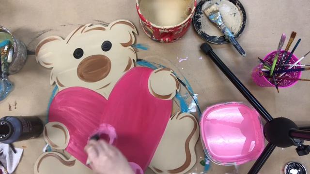Wooden Bear with Heart Unfinished Cutout, Paintable Wall Craft DIY