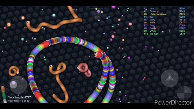 Вошёл в топ 5 игроков slither.io