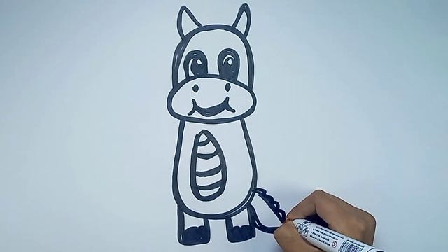 Bolalar uchun yoqimli chaqaloq dinozavr va rangli kamalakni qanday chizish mumkin