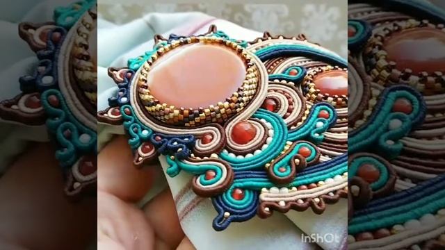 Сутажное украшение для платка, шарфа, палантина. Украшения ручной работы.
