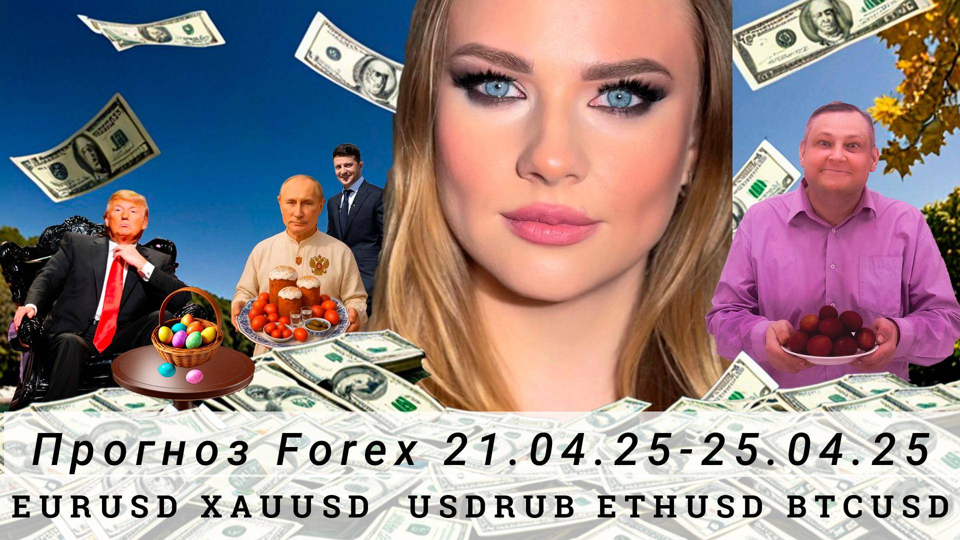 Прогноз рынка Forex 21.04.25-25.04.25, EURUSD, XAUUSD, USDRUB, ETHUSD, BTCUSD. Трейдинг с нуля.