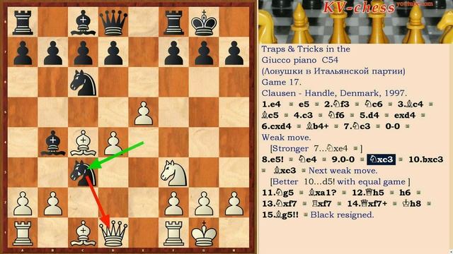 Caught a queen! Chess Trap 17 in the Giucco piano opening (C54).