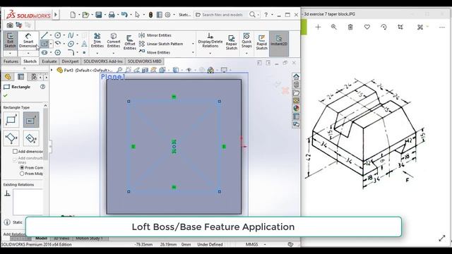 3D Taper Block | SolidWorks Tutorial for beginners Exercise 7