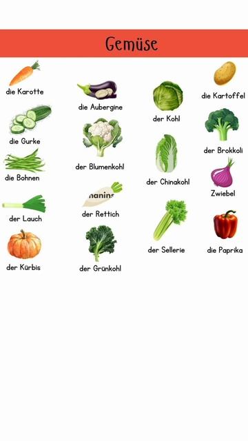 Deutsch Wort - Gemüse #germanlevela1 #deutsch