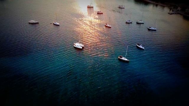 Drone flight over Island Badja near Korčula / Croatia Adriatic Sea