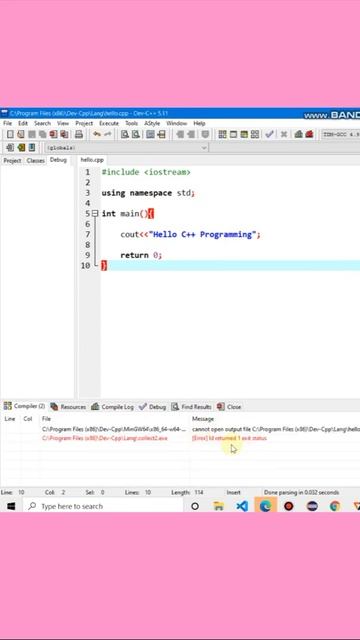SOLVED ! [Error] Id Returned 1 Exit Status on dev c++