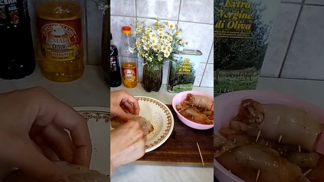 Домашняя куриная колбаска с салом