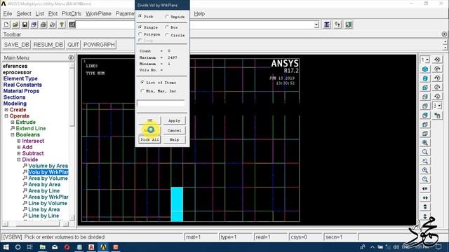 03 Ansys Apdl   torsion test  divide Volumes Using work plane