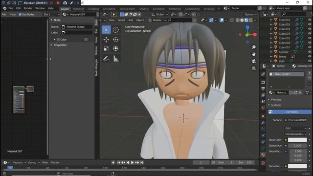 Modeling Chibi Itachi in blender 2.90 Time Lapse