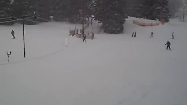 Skiing at Villa Olivia ski resort with snowstorm on Feb 21, 2009.