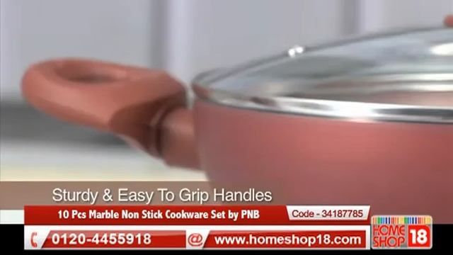 Homeshop18.com - 10 Pcs Marble Non Stick Cookware Set by PNB