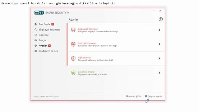 ESET NOD32 KORUMAYI DEVRE DIŞI BIRAKMA