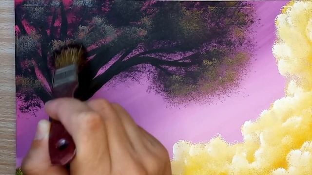 Landscape Painting With Tree / Acrylic Painting For Beginners
