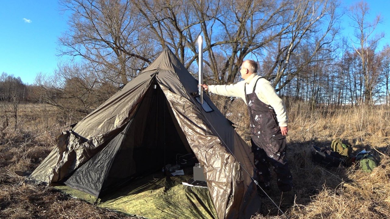 Поход с "горячей" палаткой и печкой. Готовлю стейк на печи. Впечатления
