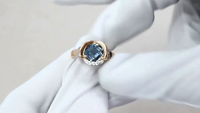 Кольцо из золочёного серебра AQUAMARINE с фианитом и турмалином А6921088А-пк