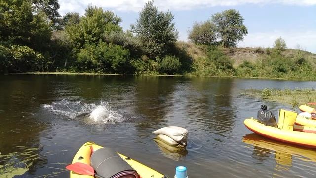 Ворскла . Ныряние с мешка. Замедленная съёмка .