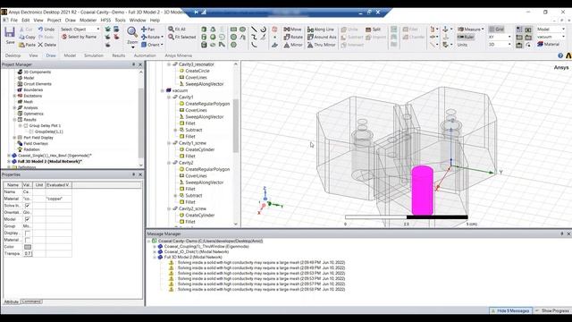 Auto-Generating Complex Cavity Filter (3 Transmission Zeroes) 3D Geometries in Ansys HFSS