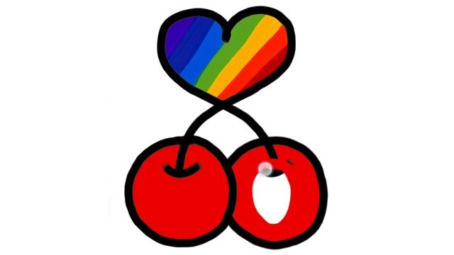 ❤️+🌈+🍒 Satisfying Beautiful Cherry drawing / Rapunzel Art/ #creative #satisfying #art #artist #easy