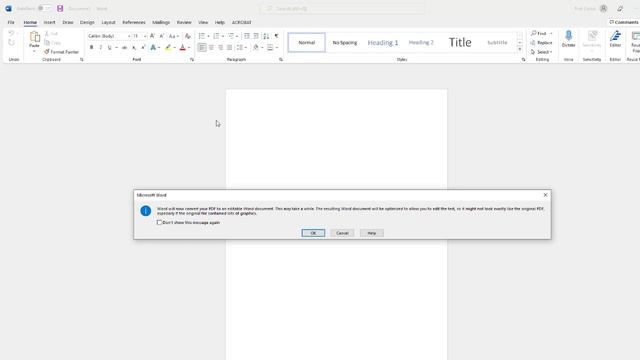Microsoft Word:  How To Transfer a PDF to Word File (.docx)