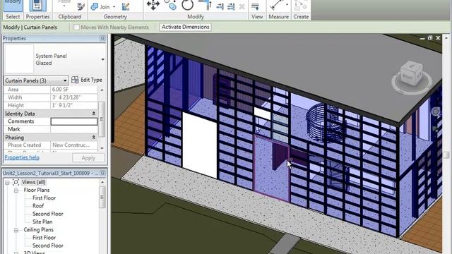 Revit Architecture - Selecting Curtain Panels and Panel Types