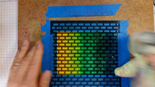 Sponging and Spritzing with Pattern Party Mask and Just Add Text