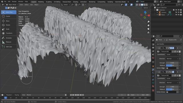 Blender Tutorial - Two displace modifiers art
