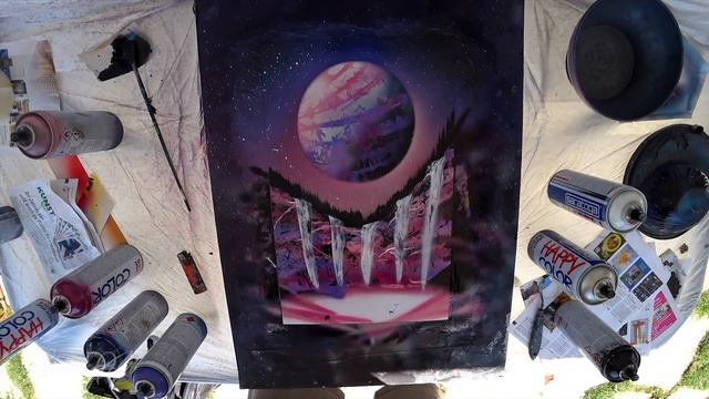 Pink waterfalls - SPRAY PAINT ART by Skech