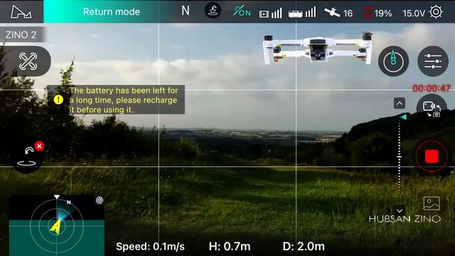 2021 Hubsan Zino 2 Flight after Battery Left for a Long Time, Suggesting Recharge, Discharged Quick