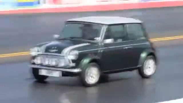 My 14 year old son drag racing at santa pod in classic mini cooper sport 500 1275 mpi 2013