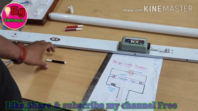 fluorescent tube light connection with diagram & testing