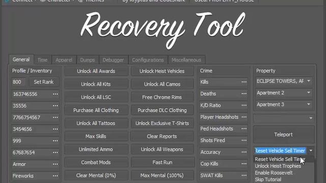 [1.26] GTA 5 - Recovery Tool v1.2.1 + DOWNLOAD!