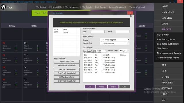 Configuration of Attendance, Report View of VIRDI UNIS Software