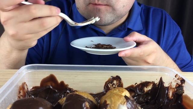 ASMR PROFITEROLE CHOCOLATE COVERED CREAM FILLED PUFFS (Dessert Eating Sounds) Mukbang *NO TALKING