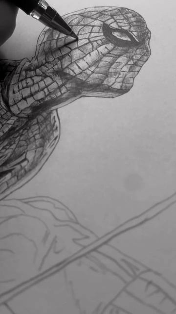 Рисую человека паука ✨ А3 черная ручка🖊️ #shorts #spiderman #marvel #shortvideo