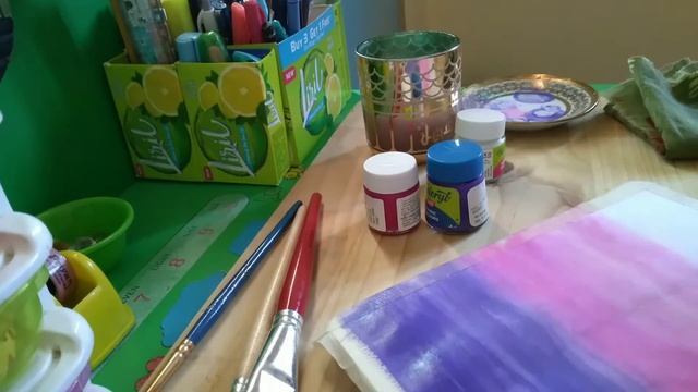 Purple with pink  cloud painting (easy for beginners)cute❤❤❤❤❤