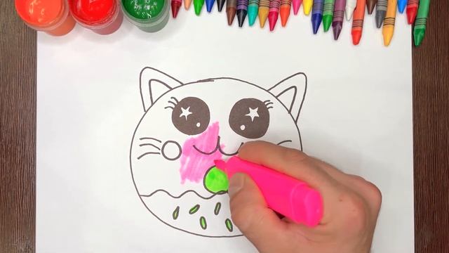 пончик кошка простые рисунки для срисовки | how to draw easy for kids