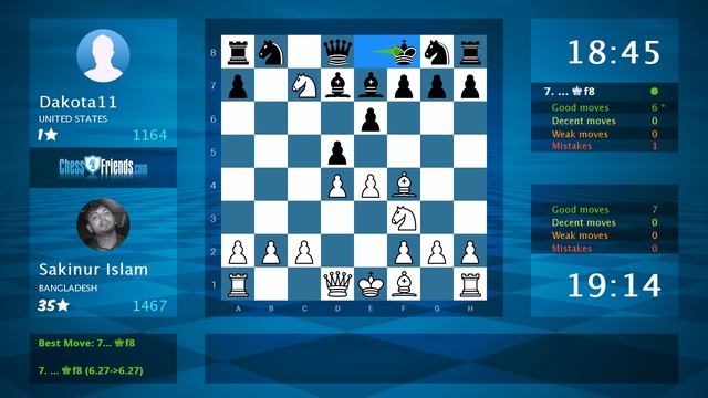 Chess Game Analysis: Sakinur Islam - Dakota11 : 1-0 (By ChessFriends.com)