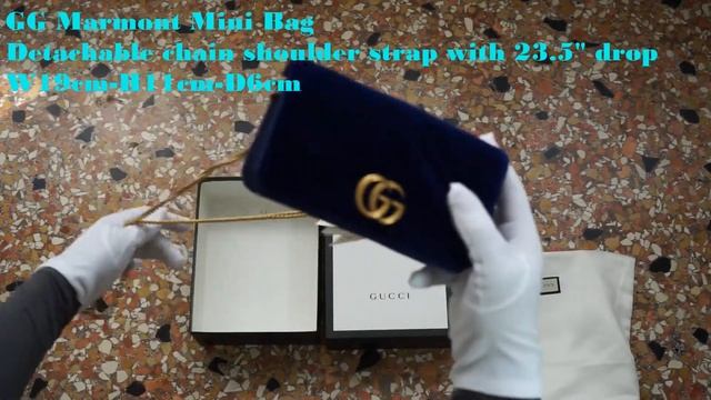 Gucci Blue GG Marmont Velvet Mini Bag