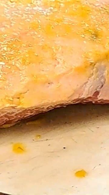 Seasoning with mustard and spices prep Beef brisket