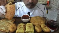 ASMR | MUKBANG | Azerbaijani Street Food | Pirozhki | Kutabs | Pancakes | अज़रबैजानी स्ट्रीट फूड