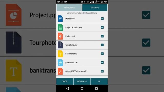 Android Hide Confidential Documents using Safebox