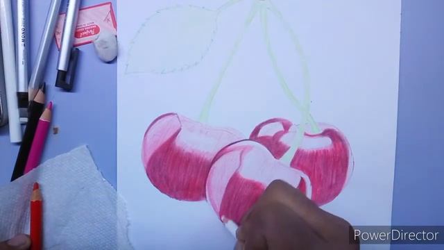 How To Draw Cherries / Colored Pencil / Drawing For Beginners